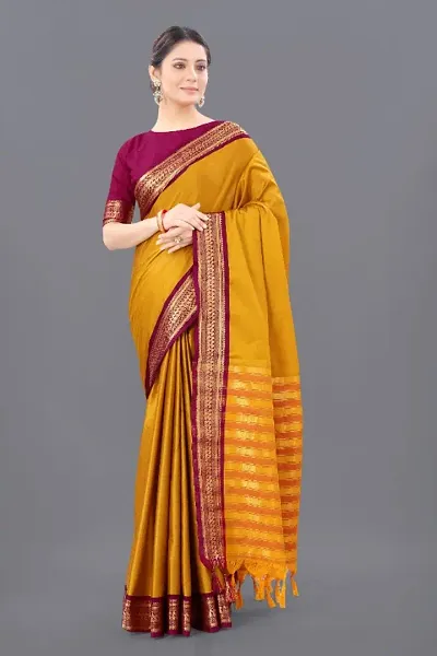 Banarasi Jacquard Cotton Silk Sarees with Blouse piece