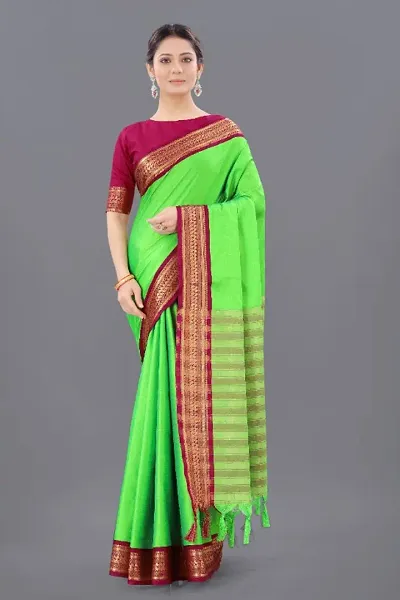 New In Cotton Silk Saree with Blouse piece 