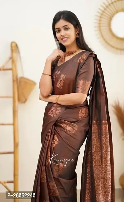 Classic Art Silk Jacquard Saree with Blouse piece-thumb3