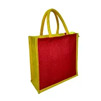 solid colour jute lunch bags with zipper-thumb2