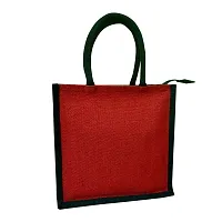 solid colour jute lunch bags with zipper-thumb2