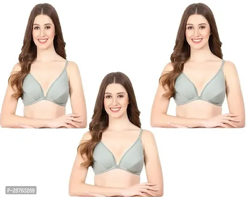 Stylish Multicoloured Cotton Solid Bras For Women Pack Of 3