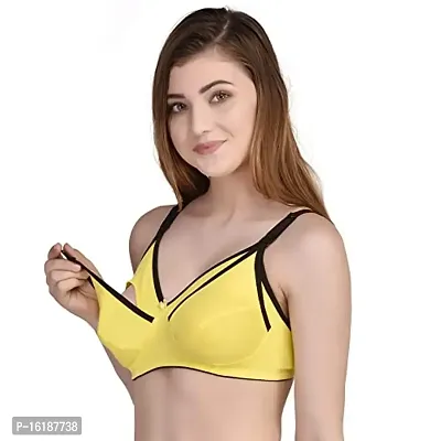 Needytime Poly Cotton C Cup Feeding Bra (36, Yellow)