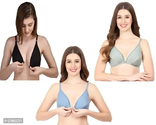 Stylish Cotton Solid Bras For Women- Pack Of 3