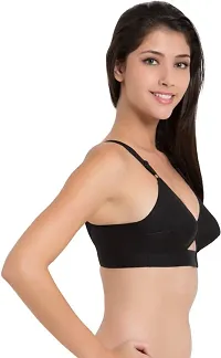 Women Poly Cotton B Cup Everyday Bra Set of 3 (Black)-thumb2