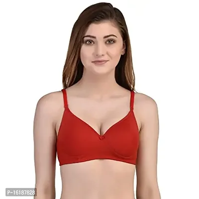 Needytime Poly Cotton Padded Bra (Red, 34)-thumb0