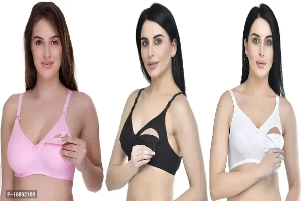 Zourt Poly Cotton B Cup Feeding Bra Set of 3