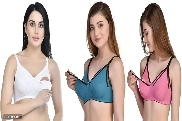 Zourt Poly Cotton B Cup Feeding Bra Set of 3