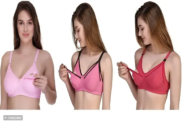 Zourt Poly Cotton B Cup Feeding Bra Set of 3