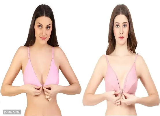 Stylish  B Cup Cotton Front Open Bras Set of 2-thumb0