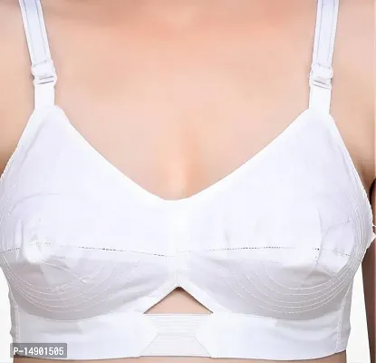 Women Poly Cotton B Cup Everyday Bra Set of 3 (White)-thumb4