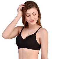 Needytime Poly Cotton Padded Bra (Black)-thumb3