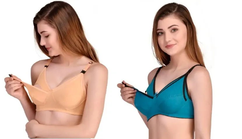 C Cup Blend Feeding Bra Set of 2 (Skin/Green)