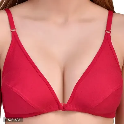 Needytime Poly Cotton B Cup Front Closer Bra Set of 2 (Maroon/Rani)-thumb5