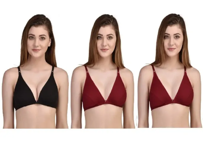 Zourt Stylish Front Open Bra Set of 3