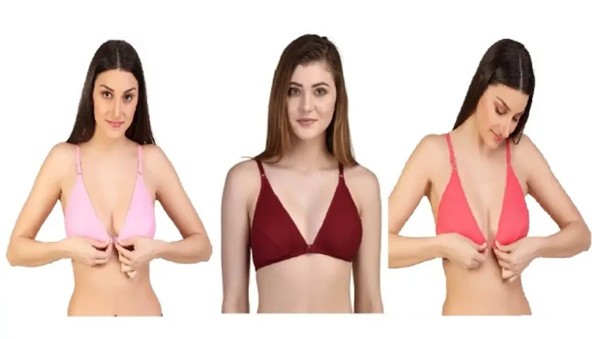 Zourt Stylish Front Open Bra Set of 3