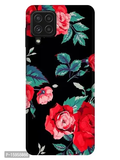 JugaaduStore Designer Printed Slim Fit Hard Case Back Cover for Samsung Galaxy A22 / Samsung Galaxy M22 | Cherry Red Roses (Polycarbonate)