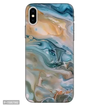 JugaaduStore Designer Printed Slim Fit Hard Case Back Cover for Apple iPhone Xs/iPhone X | Liquid Turquoise Marble (Polycarbonate)-thumb0