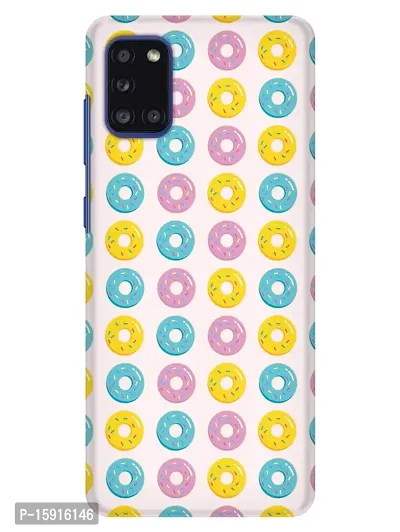 JugaaduStore Designer Printed Slim Fit Hard Case Back Cover for Samsung Galaxy A31 | Multicolour Donuts (Polycarbonate)
