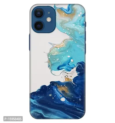 JugaaduStore Designer Printed Slim Fit Hard Case Back Cover for Apple iPhone 12 / iPhone 12 Pro | Blue Liquid Marble (Polycarbonate)