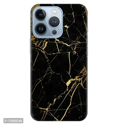 JugaaduStore Designer Printed Slim Fit Hard Case Back Cover for Apple iPhone 13 Pro | Classy Golden Black Marble (Polycarbonate)