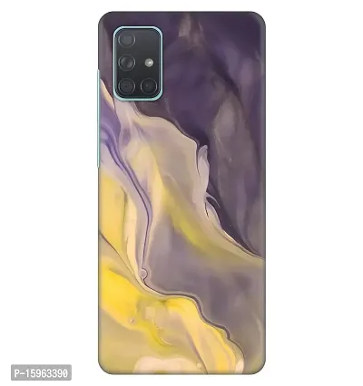 JugaaduStore Designer Printed Slim Fit Hard Case Back Cover for Samsung Galaxy A71 | Yellow Purple Liquid Marble (Polycarbonate)