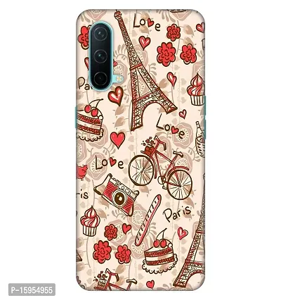 JugaaduStore Designer Printed Slim Fit Hard Case Back Cover for OnePlus Nord CE 5G | Love for Paris Doodles (Polycarbonate)