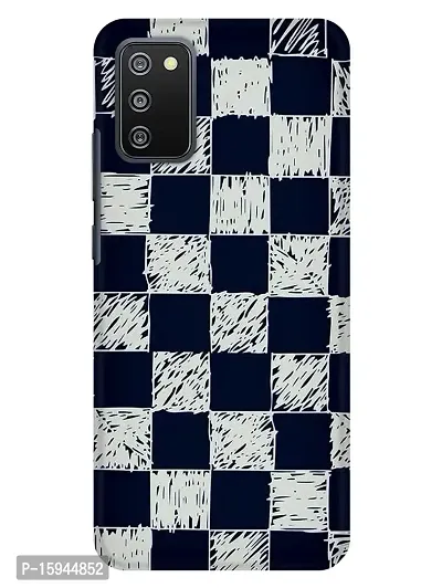 JugaaduStore Designer Printed Slim Fit Hard Case Back Cover for Samsung Galaxy F02s / Samsung Galaxy A02s / Samsung Galaxy M02s | Blue Checkbox Doodle (Polycarbonate)