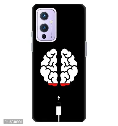 JugaaduStore Designer Printed Slim Fit Hard Case Back Cover for OnePlus 9 | Brain Charging (Polycarbonate)