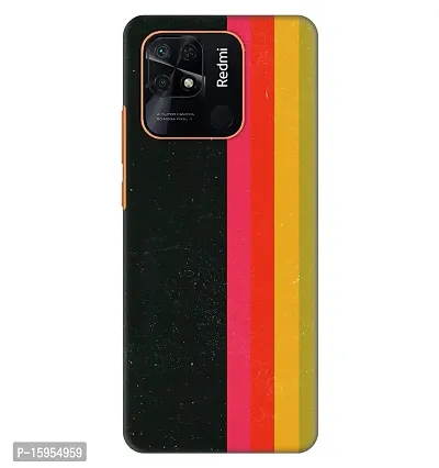 JugaaduStore Slim Fit Hard Case Back Cover for Xiaomi Redmi 10 Power - Multicolor Stripes