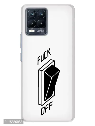 JugaaduStore Designer Printed Slim Fit Hard Case Back Cover for Realme 8 Pro/Realme 8 | Fuck Off Button (Polycarbonate)