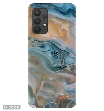JugaaduStore Designer Printed Slim Fit Hard Case Back Cover for Samsung Galaxy A32 | Liquid Turquoise Marble (Polycarbonate)