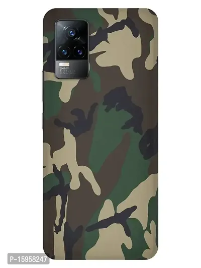 JugaaduStore Designer Printed Slim Fit Hard Case Back Cover for Vivo Y73 / Vivo V21e 4G | Jungle Camouflage (Polycarbonate)