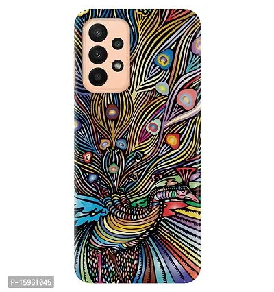 JugaaduStore Designer Printed Slim Fit Hard Case Back Cover for Samsung Galaxy A23 5G / Samsung Galaxy A23 | Colourful Peacock (Polycarbonate)