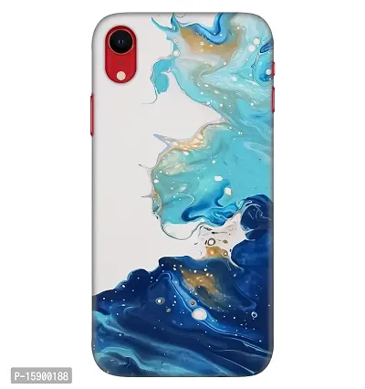 JugaaduStore Designer Printed Slim Fit Hard Case Back Cover for Apple iPhone XR | Blue Liquid Marble (Polycarbonate)-thumb0