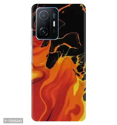 JugaaduStore Designer Printed Slim Fit Hard Case Back Cover for Xiaomi 11T Pro/Xiaomi 11T | Fire Flame Marble (Polycarbonate)