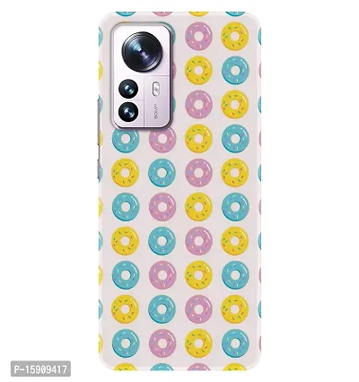 JugaaduStore Designer Printed Slim Fit Hard Case Back Cover for Xiaomi 12 Pro 5G | Multicolour Donuts (Polycarbonate)-thumb0