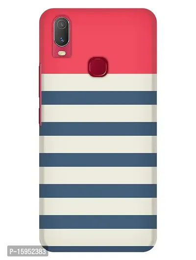 JugaaduStore Designer Printed Slim Fit Hard Case Back Cover for Vivo Y11 / Vivo Y12 / Vivo Y15 / Vivo Y17 | Pink Blue Stripes (Polycarbonate)