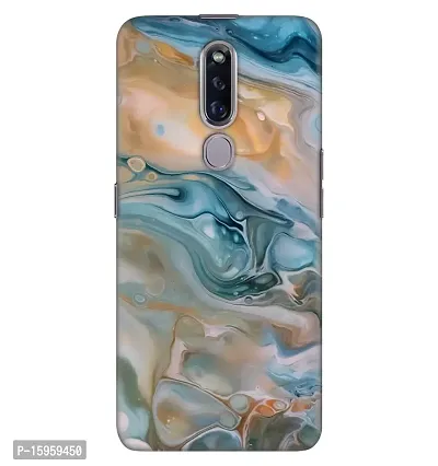 JugaaduStore Designer Printed Slim Fit Hard Case Back Cover for Oppo F11 Pro | Liquid Turquoise Marble (Polycarbonate)