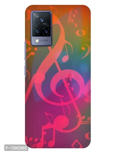 JugaaduStore Designer Printed Slim Fit Hard Case Back Cover for Vivo V21 | Colourful Music Clef (Polycarbonate)