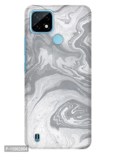 JugaaduStore Designer Printed Slim Fit Hard Case Back Cover for Realme C21 | Classy Grey Marble (Polycarbonate)