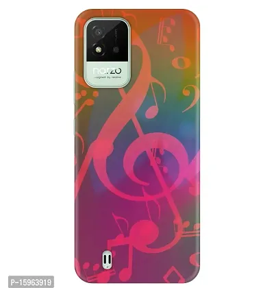 JugaaduStore Designer Printed Slim Fit Hard Case Back Cover for Realme Narzo 50i | Colourful Music Clef (Polycarbonate)