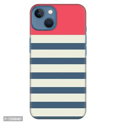 JugaaduStore Designer Printed Slim Fit Hard Case Back Cover for Apple iPhone 13 | Pink Blue Stripes (Polycarbonate)