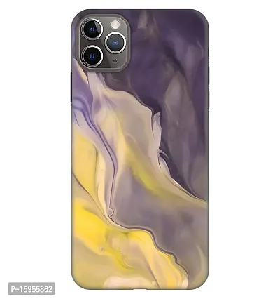 JugaaduStore Designer Printed Slim Fit Hard Case Back Cover for Apple iPhone 11 Pro Max | Yellow Purple Liquid Marble (Polycarbonate)