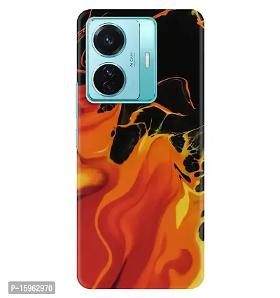 JugaaduStore Designer Printed Slim Fit Hard Case Back Cover for Vivo T1 Pro | Fire Flame Marble (Polycarbonate)