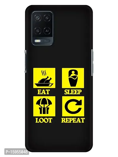 JugaaduStore Designer Printed Slim Fit Hard Case Back Cover for Oppo A54 | Eat Sleep Loot Repeat (Polycarbonate)