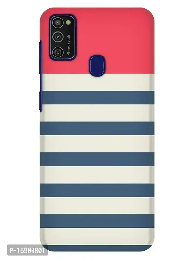 JugaaduStore Designer Printed Slim Fit Hard Case Back Cover for Samsung Galaxy M21 / Samsung Galaxy M30s / Samsung Galaxy M21 2021 | Pink Blue Stripes (Polycarbonate)