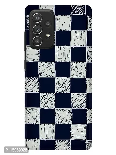 JugaaduStore Designer Printed Slim Fit Hard Case Back Cover for Samsung Galaxy A52s 5G / Samsung Galaxy A52 / Samsung Galaxy A52 5G | Blue Checkbox Doodle (Polycarbonate)