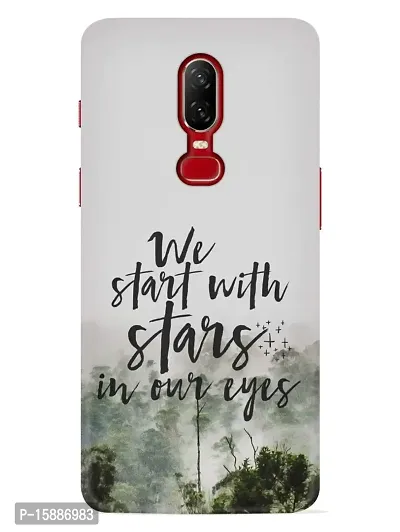 JugaaduStore Designer Printed Slim Fit Hard Case Back Cover for OnePlus 6 | Start with Stars (Polycarbonate)
