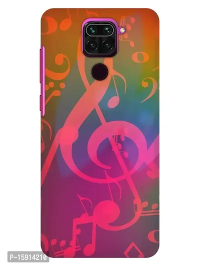 JugaaduStore Designer Printed Slim Fit Hard Case Back Cover for Xiaomi Redmi Note 9 | Colourful Music Clef (Polycarbonate)